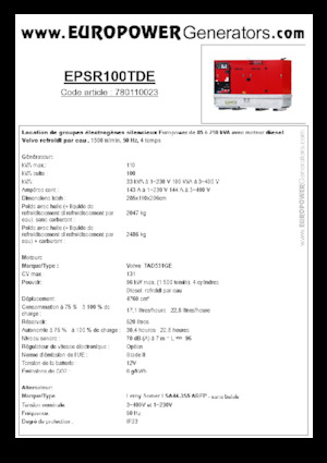Дизелови генератори Europower EPSR100TDE (LS)