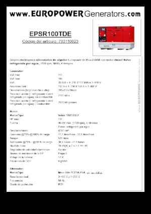 Дизелови генератори Europower EPSR100TDE (MA)