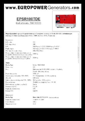 Дизелови генератори Europower EPSR100TDE (MA)