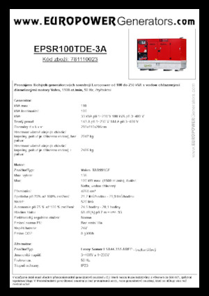 Дизелови генератори Europower EPSR100TDE-3A (LS)
