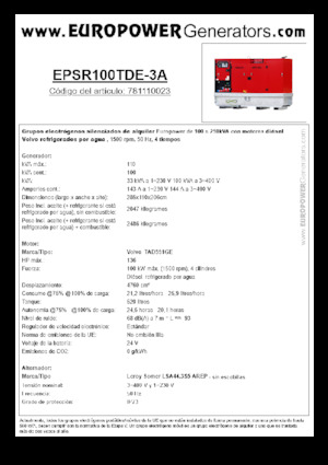 Дизелови генератори Europower EPSR100TDE-3A (LS)