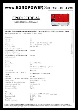 Дизелови генератори Europower EPSR100TDE-3A (LS)