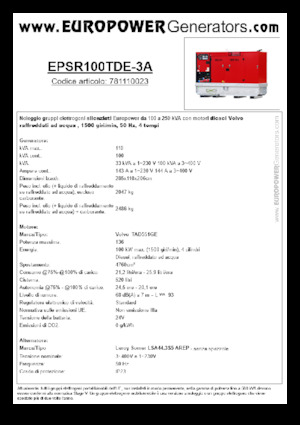 Дизелови генератори Europower EPSR100TDE-3A (LS)