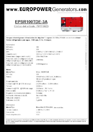 Дизелови генератори Europower EPSR100TDE-3A (MA)