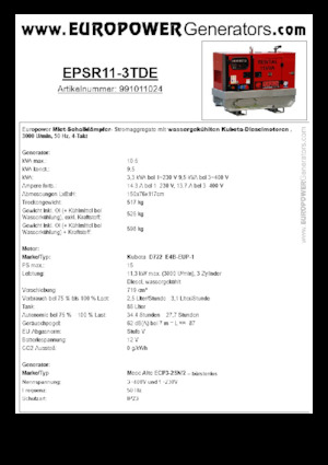 Дизелови генератори Europower EPSR11-3TDE (MA)