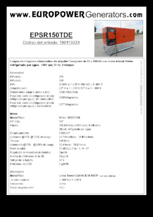 Дизелови генератори Europower EPSR150TDE (LS)