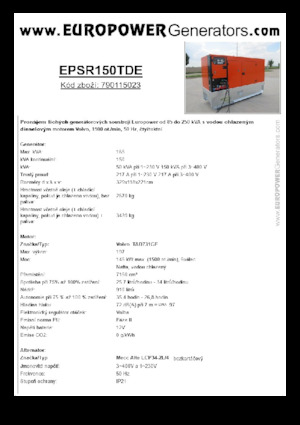 Дизелови генератори Europower EPSR150TDE (MA)