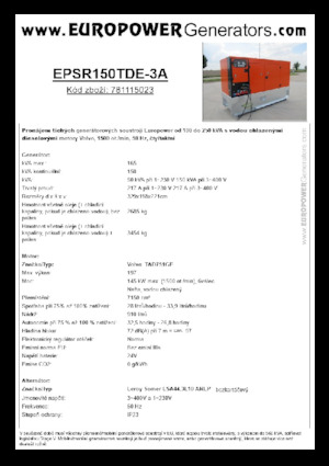Дизелови генератори Europower EPSR150TDE-3A (LS)