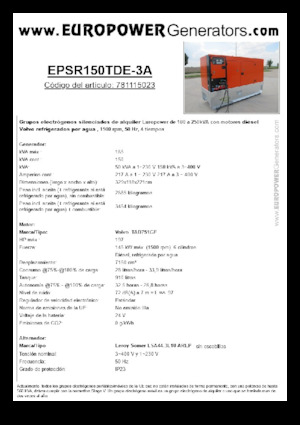 Дизелови генератори Europower EPSR150TDE-3A (LS)