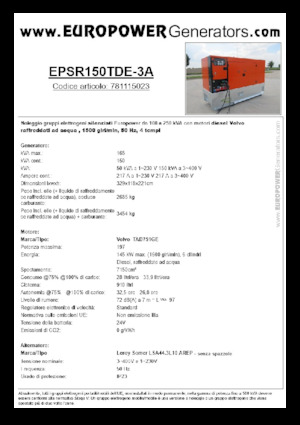 Дизелови генератори Europower EPSR150TDE-3A (LS)