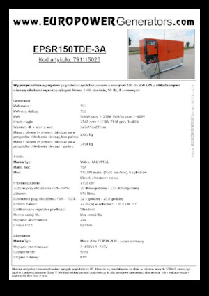 Дизелови генератори Europower EPSR150TDE-3A (MA)
