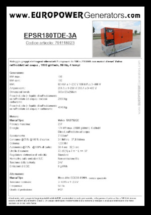 Дизелови генератори Europower EPSR180TDE-3A (MA)