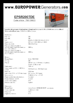 Дизелови генератори Europower EPSR200TDE (LS)