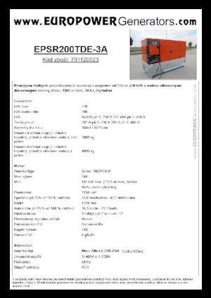 Дизелови генератори Europower EPSR200TDE-3A (MA)