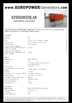 Дизелови генератори Europower EPSR200TDE-3A (MA)