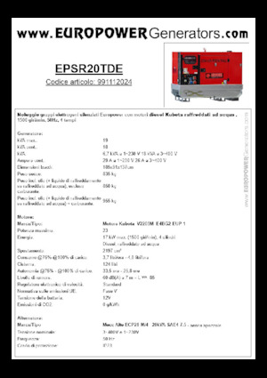 Дизелови генератори Europower EPSR20TDE (MA)