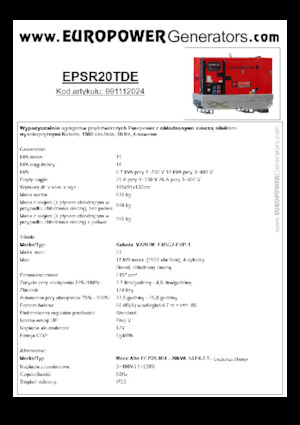 Дизелови генератори Europower EPSR20TDE (MA)