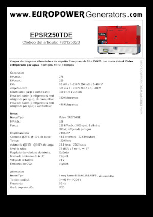 Дизелови генератори Europower EPSR250TDE (LS)