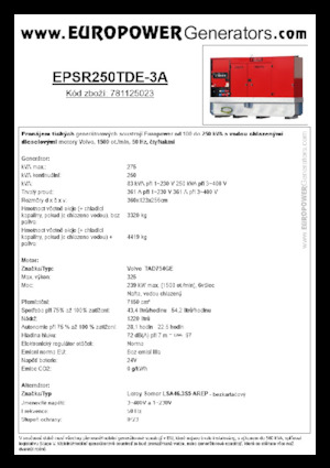 Дизелови генератори Europower EPSR250TDE-3A (LS)