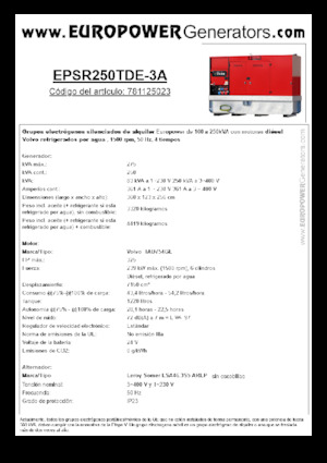 Дизелови генератори Europower EPSR250TDE-3A (LS)
