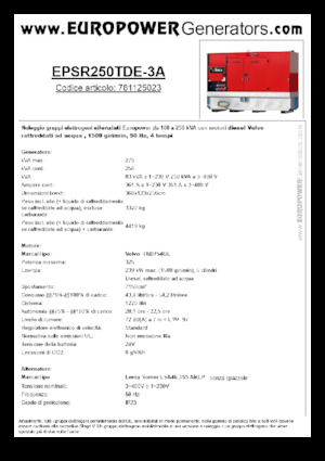 Дизелови генератори Europower EPSR250TDE-3A (LS)
