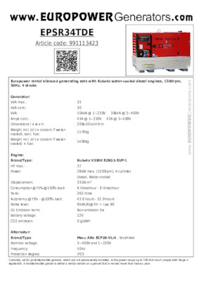 Дизелови генератори Europower EPSR34TDE (MA)