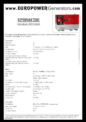 Дизелови генератори Europower EPSR44TDE (MA)