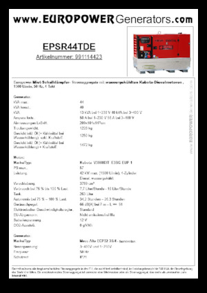 Дизелови генератори Europower EPSR44TDE (MA)