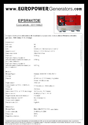Дизелови генератори Europower EPSR44TDE (MA)
