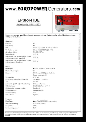 Дизелови генератори Europower EPSR44TDE (MA)