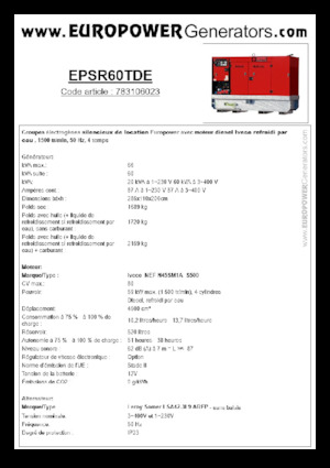 Дизелови генератори Europower EPSR60TDE (LS)