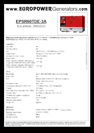 Дизелови генератори Europower EPSR60TDE-3A (LS)