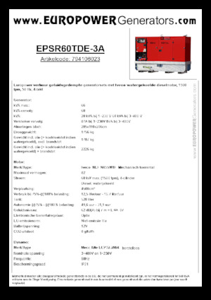Дизелови генератори Europower EPSR60TDE-3A (MA)