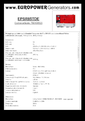 Дизелови генератори Europower EPSR85TDE (LS)