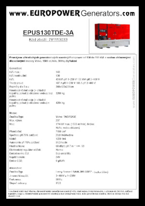 Дизелови генератори Europower EPUS130TDE-3A (LS)