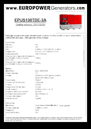 Дизелови генератори Europower EPUS130TDE-3A (LS)