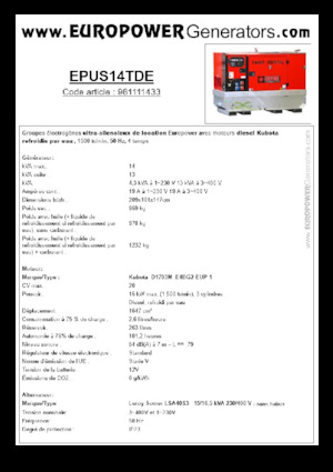 Дизелови генератори Europower EPUS14TDE (LS)
