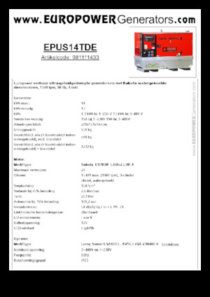 Дизелови генератори Europower EPUS14TDE (LS)