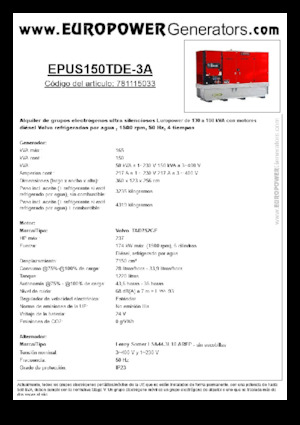 Дизелови генератори Europower EPUS150TDE-3A (LS)