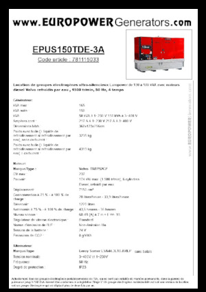 Дизелови генератори Europower EPUS150TDE-3A (LS)