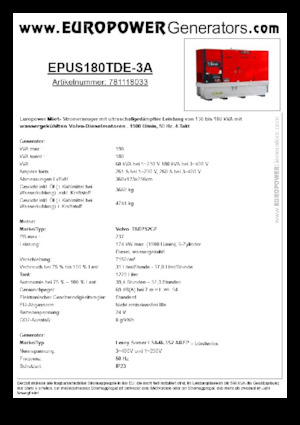 Дизелови генератори Europower EPUS180TDE-3A (LS)