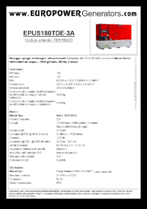 Дизелови генератори Europower EPUS180TDE-3A (LS)