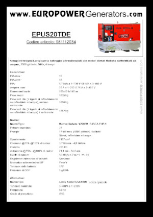 Дизелови генератори Europower EPUS20TDE (LS)
