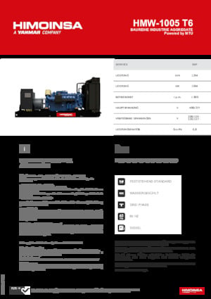 Дизелови генератори HIMOINSA HMW-1005 T6