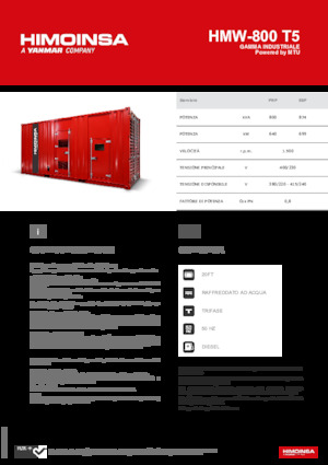 Дизелови генератори HIMOINSA HMW-800 T5