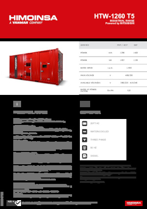 Дизелови генератори HIMOINSA HTW-1260 T5