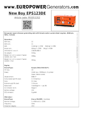 Дизелови генератори Europower New Boy EPS123DE (S)