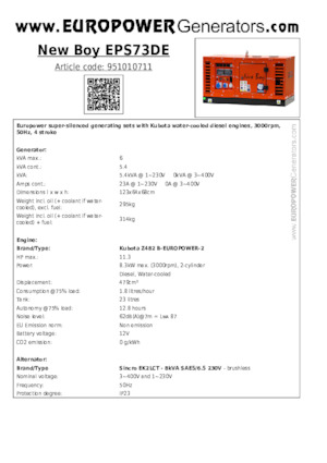 Дизелови генератори Europower New Boy EPS73DE (S)