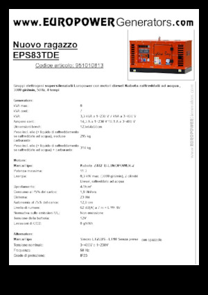 Дизелови генератори Europower New Boy EPS83TDE (S)