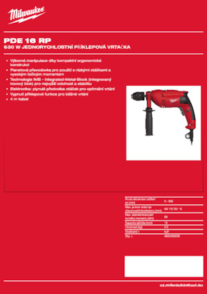 Бормашини и винтоверти Milwaukee PDE 16 RP